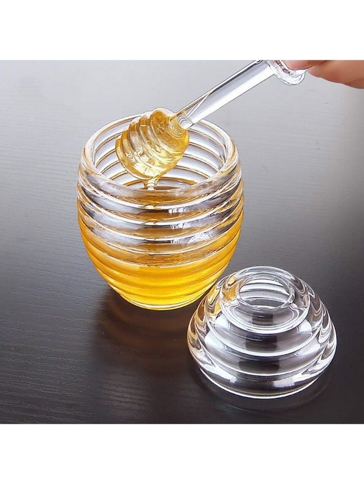 Glass Honey Jar with Dipper Beehive Honey Pot - Image 4