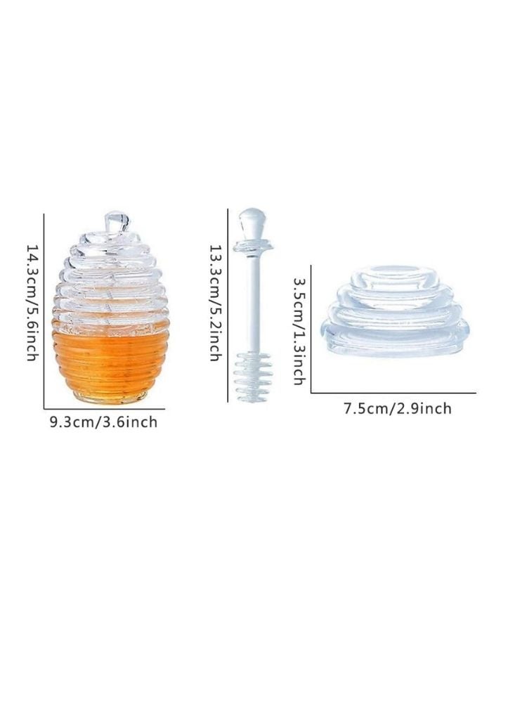 Glass Honey Jar with Dipper Beehive Honey Pot - Image 5