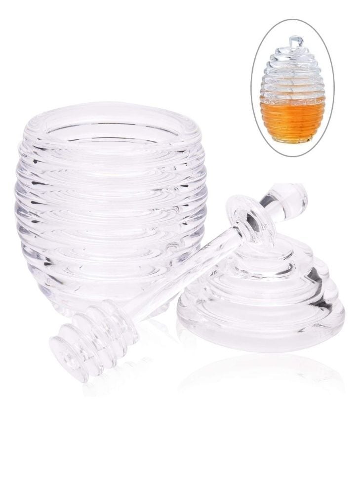 Glass Honey Jar with Dipper Beehive Honey Pot - Image 2