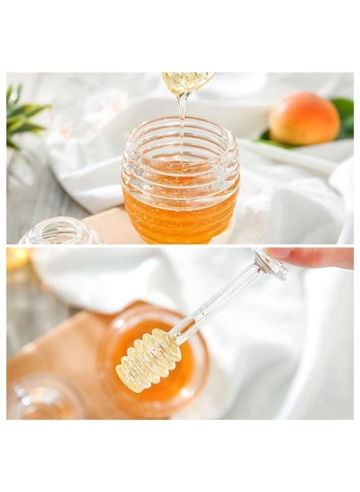 Glass Honey Jar with Dipper Beehive Honey Pot - Image 3