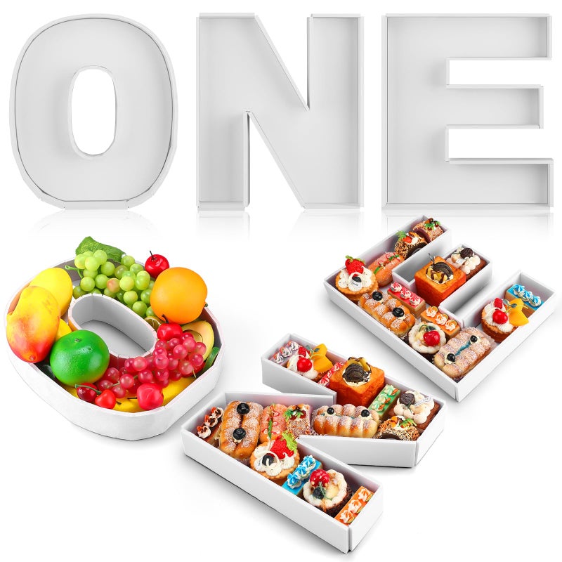 Rossesay 3 Pcs Large Charcuterie Letter 12'' Fillable Tray Charcuterie Box DIY Cardboard Letter Trays for Food 1st 2nd Birthday Anniversary Baby Shower Party Dessert Table(One) - Image 1