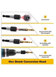 Y&D Titanium Combination Drill, Tap Bits Set, 13pcs SAE/Metric Drill with Quick Change Adapter, 3-in-1 Bits, for Drilling, Tapping and Countersinking  - Image 5