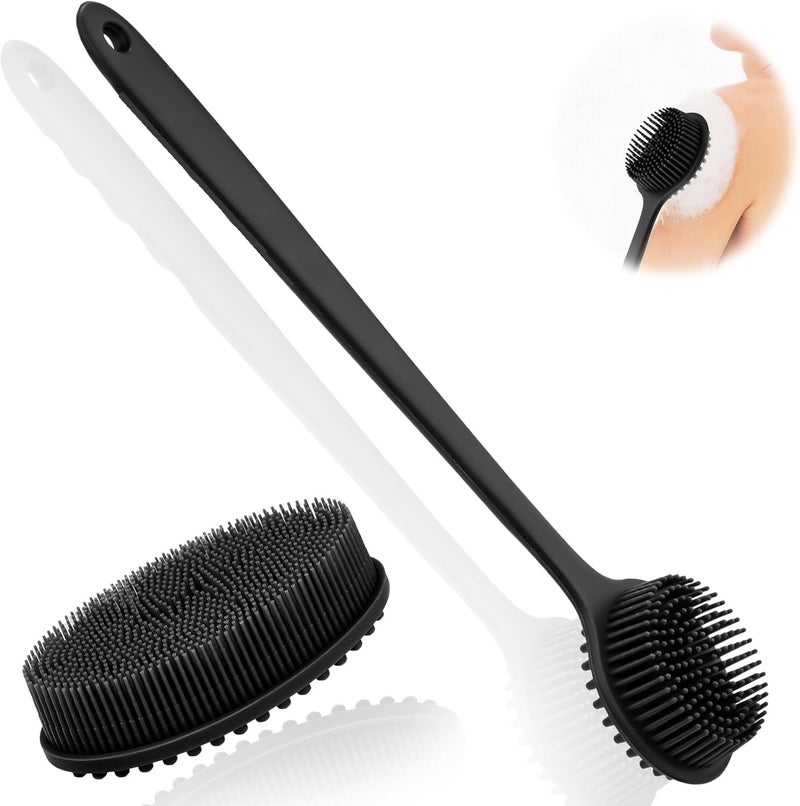 Jenibri 1Pack, Silicone Body Washer for Shower with Long Handle, Double Sided Shower Brush for Shower Exfoliation and Massage for Daily Use for Men & Women. - Image 1