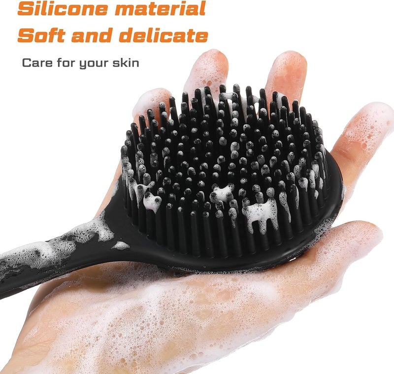Jenibri 1Pack, Silicone Body Washer for Shower with Long Handle, Double Sided Shower Brush for Shower Exfoliation and Massage for Daily Use for Men & Women. - Image 4