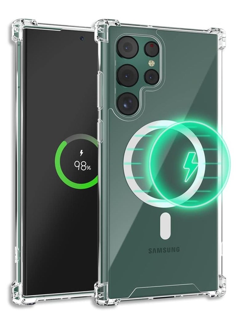 MIGOFAST Galaxy S22 Ultra Case, Clear Magnetic Case with Built-in Magnets Compatible with MagSafe, Crystal Clear Slim Soft TPU Cover for Samsung Galaxy S22 Ultra 6.8"- Clear - Image 1