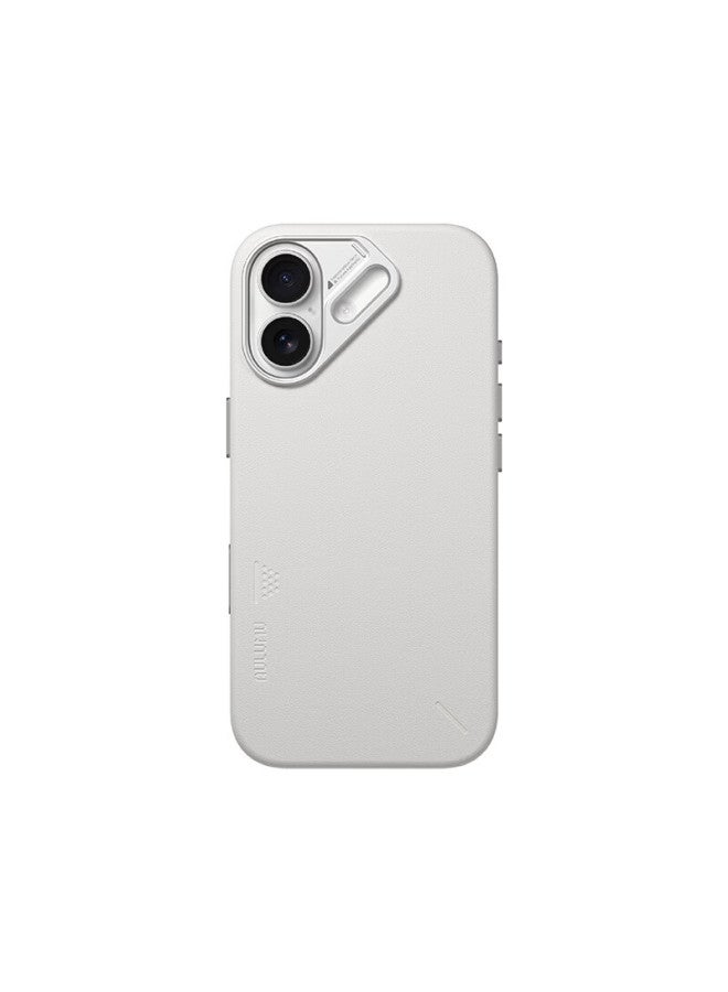 Aulumu New Apple Iphone 17 Minimalist Magnetic Full-coverage Pu Leather Case With Magsafe White - Image 5