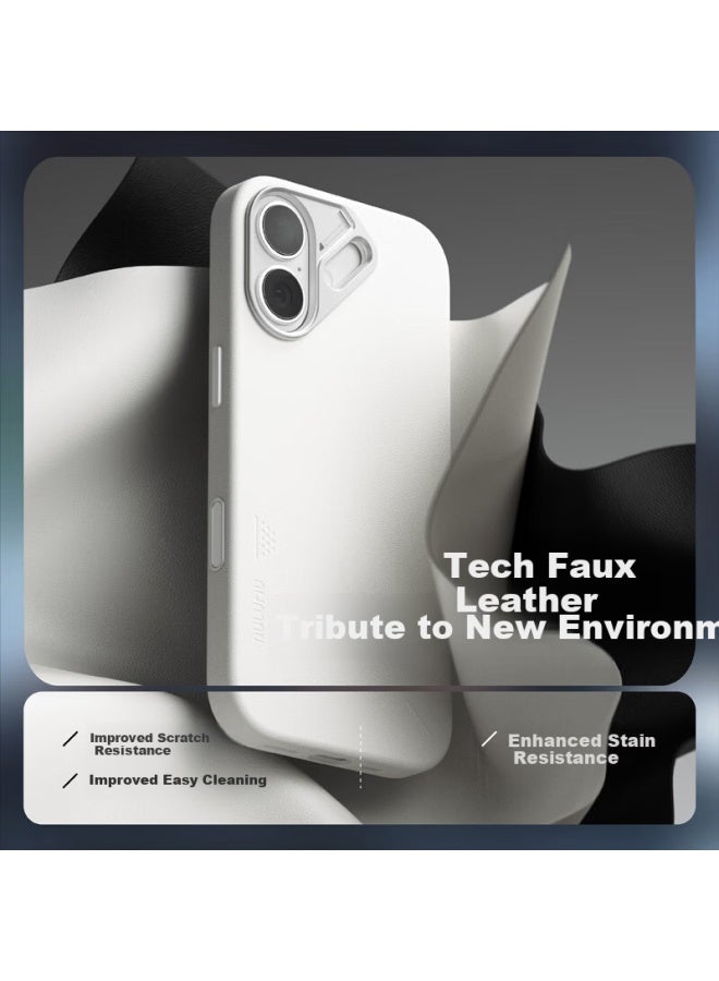 Aulumu New Apple Iphone 17 Minimalist Magnetic Full-coverage Pu Leather Case With Magsafe White - Image 1