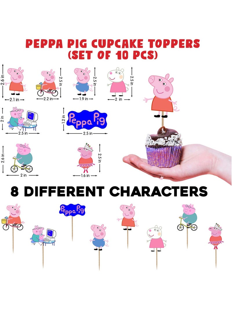 Party Propz Party Propz Peppa Cupcake Toppers For Cake Decoration-10Pcs Pig Shape Cup Cake Toppers For Kids|Happy Birthday Cake Topper|Birthday Decoration Items|Cake Toppers For Cake Decoration|Cake Toppers  - Image 2
