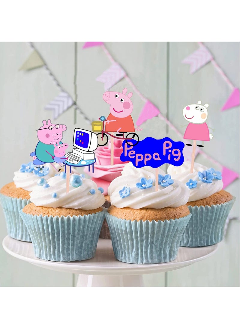 Party Propz Party Propz Peppa Cupcake Toppers For Cake Decoration-10Pcs Pig Shape Cup Cake Toppers For Kids|Happy Birthday Cake Topper|Birthday Decoration Items|Cake Toppers For Cake Decoration|Cake Toppers  - Image 3