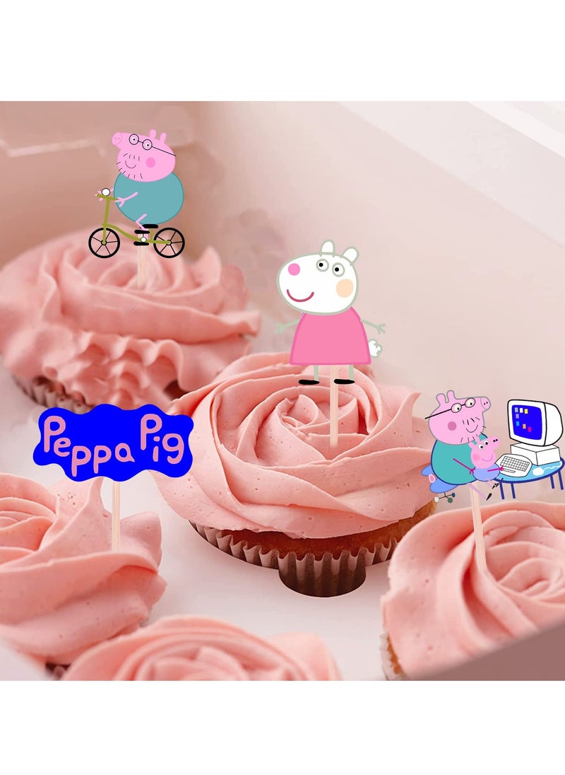 Party Propz Party Propz Peppa Cupcake Toppers For Cake Decoration-10Pcs Pig Shape Cup Cake Toppers For Kids|Happy Birthday Cake Topper|Birthday Decoration Items|Cake Toppers For Cake Decoration|Cake Toppers  - Image 4