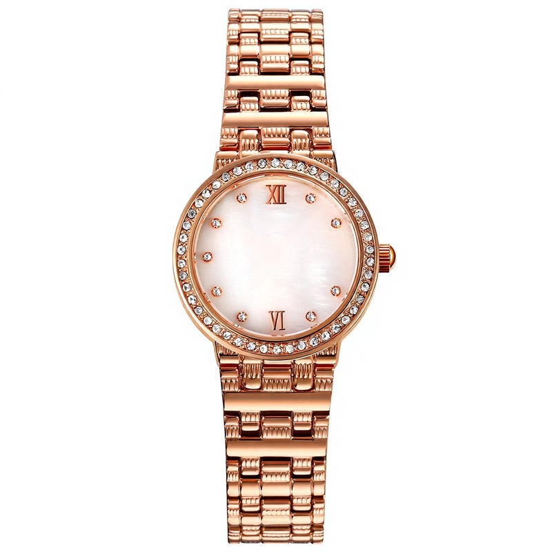 SKMEI 1809 Stylish Elegant Ladies Dress Wrist Watch Crystal-Accented Roman Numeral Analog Women Quartz Watch with Stainless Steel Strap Waterproof Thin Wristwatch - Image 1