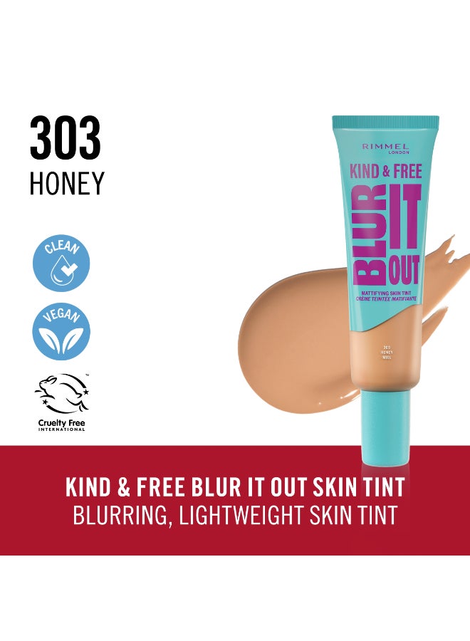 ريميل لندن صبغة البشرة غير اللامعة من Kind And Free Blur It Out - 303 - عسل ذهبي، 30 مل - Image 2