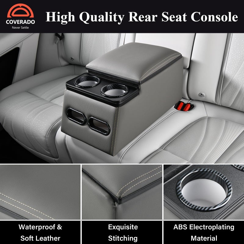 Coverado Car Center Console, Universal Bench Seat Center Consoles, Center Console for Van, Back Seat Storage Box, Rear Seat Car Console Organizer with Cup Holder, Central Armrest Box (Regular, Gray) - Image 3
