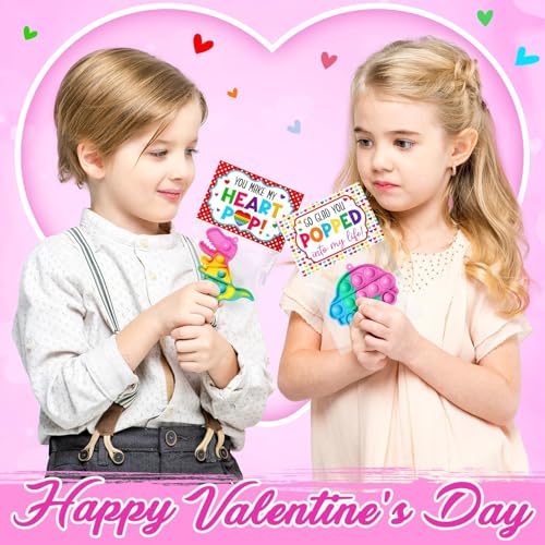 Qinline 24 Pack Easter Gifts for Kids Dinosaur Pop Fidget Toy with Gift Cards for Kid Boy Girl Bulk Kid Easter Egg Fillers Party Favors School Classroom Prizes Exchange Goodie Bags Stuffers - Image 5