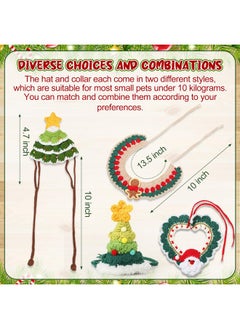 Geyoga Geyoga 4 Pcs Pet Christmas Costume Suit for Cat Dog Santa Collar Christmas Tree Hat Knitted Adjustable Christmas Costume for Winter Holiday Puppy Kitten Pet Clothes Small Medium(Cute Design)  - Image 2