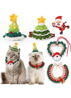 Geyoga Geyoga 4 Pcs Pet Christmas Costume Suit for Cat Dog Santa Collar Christmas Tree Hat Knitted Adjustable Christmas Costume for Winter Holiday Puppy Kitten Pet Clothes Small Medium(Cute Design)  - Image 1