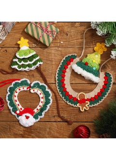 Geyoga Geyoga 4 Pcs Pet Christmas Costume Suit for Cat Dog Santa Collar Christmas Tree Hat Knitted Adjustable Christmas Costume for Winter Holiday Puppy Kitten Pet Clothes Small Medium(Cute Design)  - Image 3