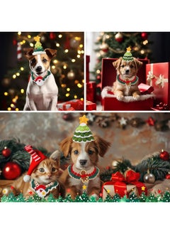 Geyoga Geyoga 4 Pcs Pet Christmas Costume Suit for Cat Dog Santa Collar Christmas Tree Hat Knitted Adjustable Christmas Costume for Winter Holiday Puppy Kitten Pet Clothes Small Medium(Cute Design)  - Image 5