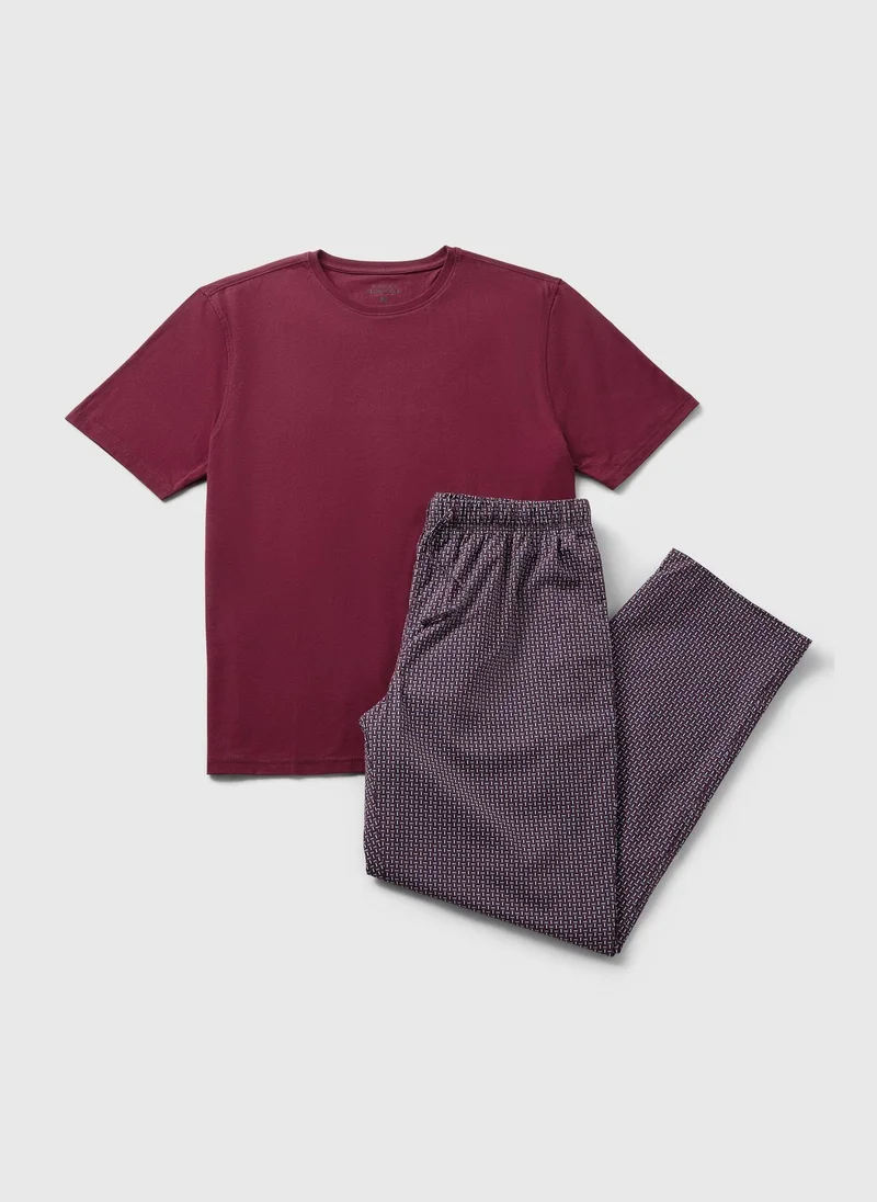 Matalan Burgundy Woven Pyjama Set