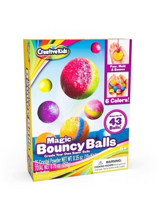 Creative Kids Diy Magic Bouncy Balls Create Your Own Crystal Powder Craft Kit For Includes 25 Bags Of Multicolored & 5 Molds Makes Up To 43  - Image 2