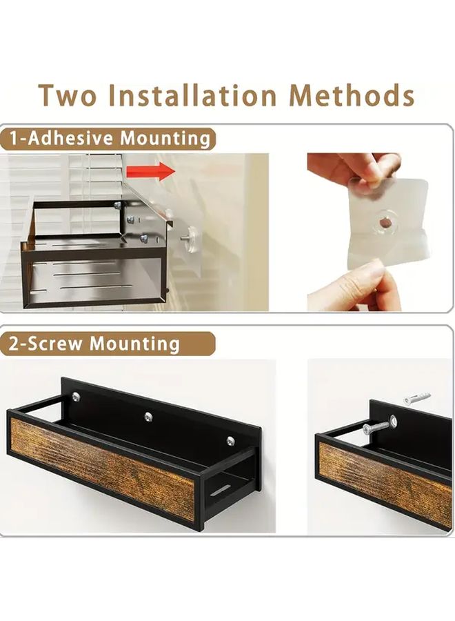Black Wall Mounted 3 Piece Engineered Wood Hanging Seasoning Rack Storage Container Without Nails For Cabinet Door And Pantry - Image 5