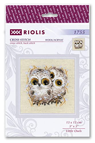 RIOLIS - Little Owls 1755, Animals Cross Stitch Kits 5,12" x5,12, Cross Stitch Kits for Beginners & Advanced, Crossstitching Kits Adult, Counted Stitching Kits, Embroidery Kit - Image 2