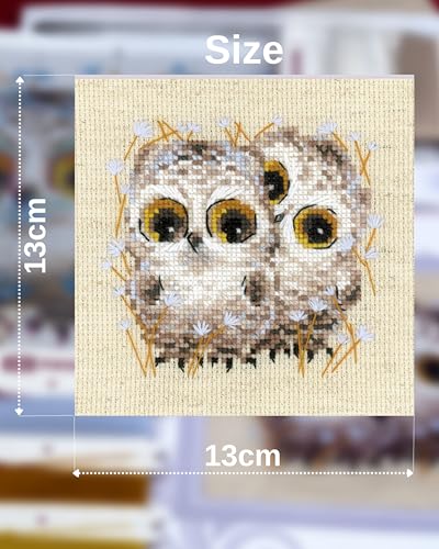 RIOLIS - Little Owls 1755, Animals Cross Stitch Kits 5,12" x5,12, Cross Stitch Kits for Beginners & Advanced, Crossstitching Kits Adult, Counted Stitching Kits, Embroidery Kit - Image 5