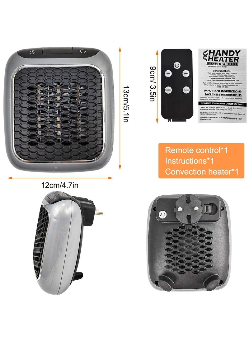 Space Heater, Programmable Space Heater with LED Display, Wall Outlet Electric Heater with Adjustable Thermostat and Timer for Home Office Bathroom Indoor Use, Small Plug in 800 Watt Heater