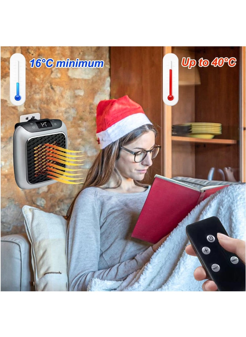 Space Heater, Programmable Space Heater with LED Display, Wall Outlet Electric Heater with Adjustable Thermostat and Timer for Home Office Bathroom Indoor Use, Small Plug in 800 Watt Heater