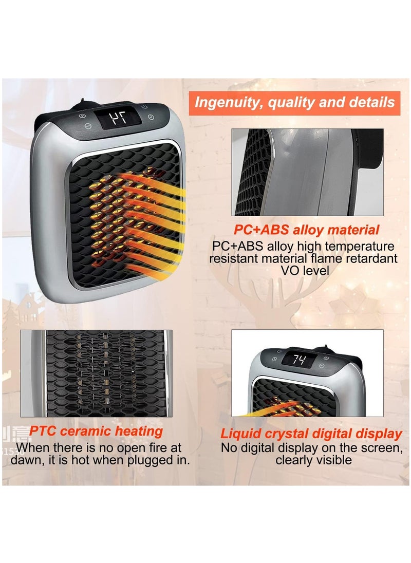 Space Heater, Programmable Space Heater with LED Display, Wall Outlet Electric Heater with Adjustable Thermostat and Timer for Home Office Bathroom Indoor Use, Small Plug in 800 Watt Heater