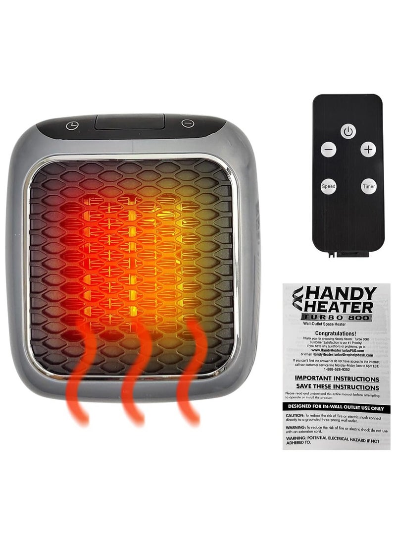 Space Heater, Programmable Space Heater with LED Display, Wall Outlet Electric Heater with Adjustable Thermostat and Timer for Home Office Bathroom Indoor Use, Small Plug in 800 Watt Heater