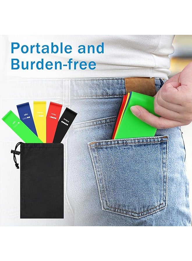 5 Pcs Rubber Resistance Bands with Pouch, Exercise Bands Resistance Bands Set with 5 Levels, Multi Colored Workout Bands for Full Body Workouts, Leg Strength Training, Rehab and Yoga - Image 3