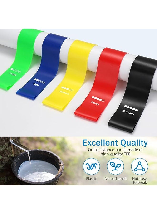 5 Pcs Rubber Resistance Bands with Pouch, Exercise Bands Resistance Bands Set with 5 Levels, Multi Colored Workout Bands for Full Body Workouts, Leg Strength Training, Rehab and Yoga - Image 2