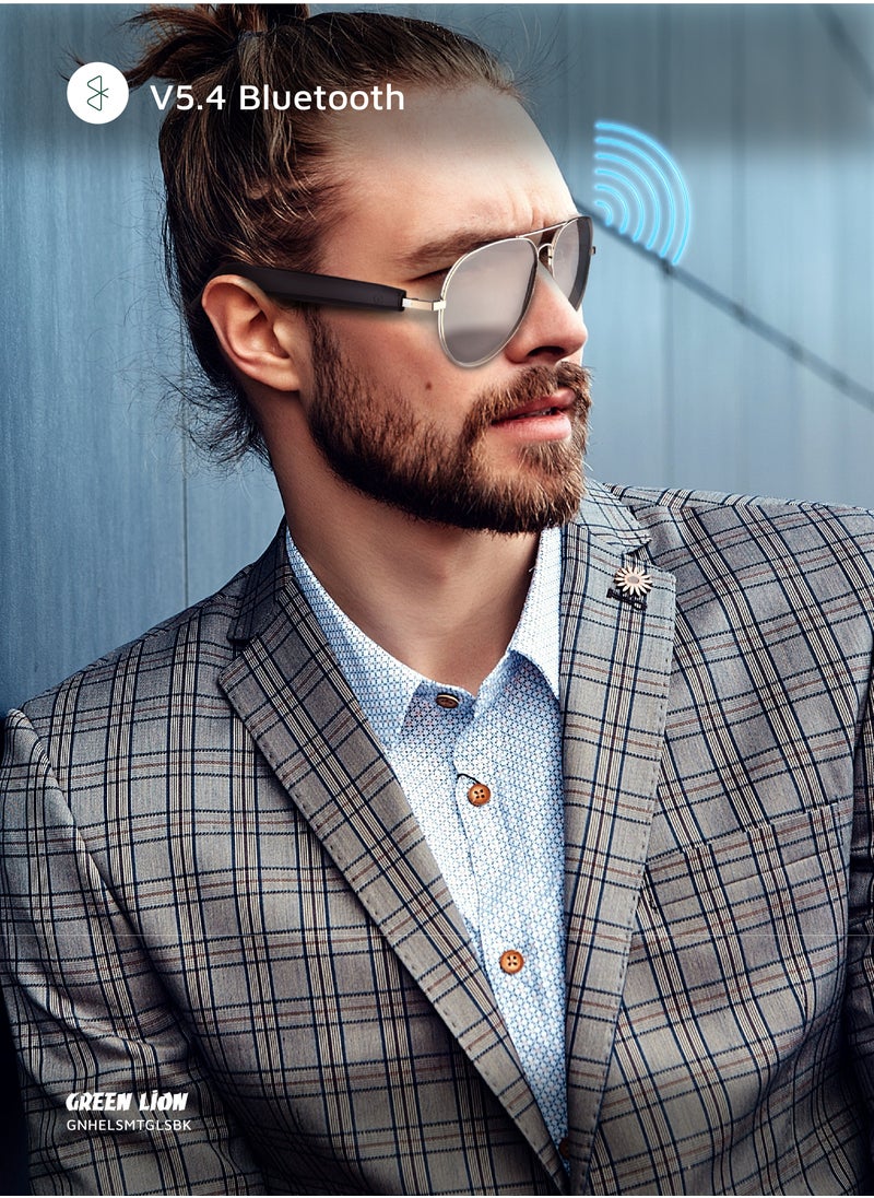 GREEN LION - Smart Glasses Helsinki GL-SG7 / Play & Pause / Answer & Reject Calls / Polarized Anti-Blue Lens / Built-in Microphone / UV400 Protection / Voice Assistant / Remote Camera / Touch Control / TWS Function - Black - Image 1
