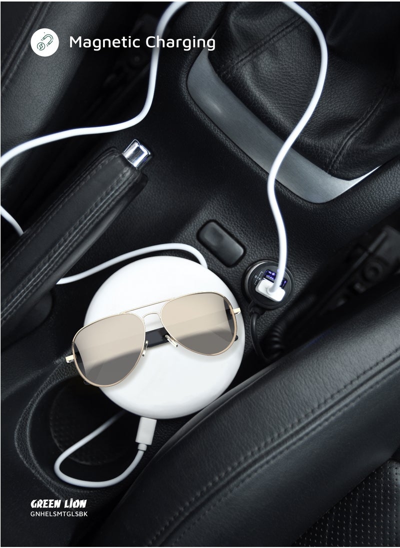 GREEN LION - Smart Glasses Helsinki GL-SG7 / Play & Pause / Answer & Reject Calls / Polarized Anti-Blue Lens / Built-in Microphone / UV400 Protection / Voice Assistant / Remote Camera / Touch Control / TWS Function - Black - Image 1
