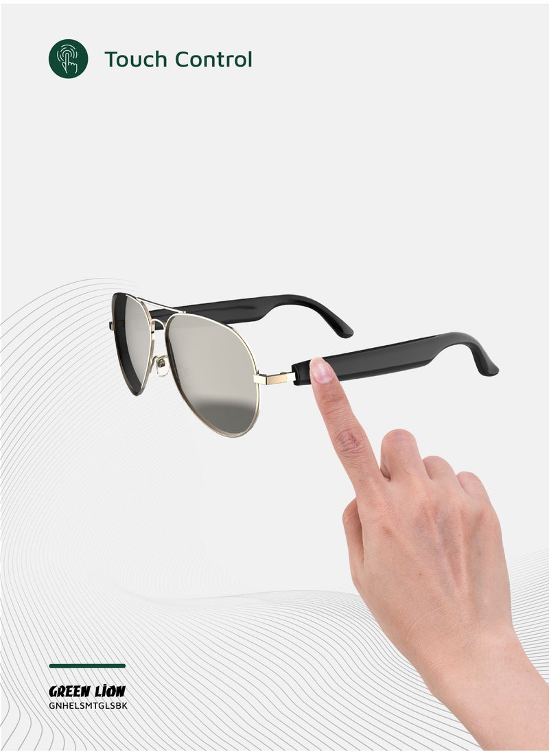 GREEN LION - Smart Glasses Helsinki GL-SG7 / Play & Pause / Answer & Reject Calls / Polarized Anti-Blue Lens / Built-in Microphone / UV400 Protection / Voice Assistant / Remote Camera / Touch Control / TWS Function - Black - Image 1