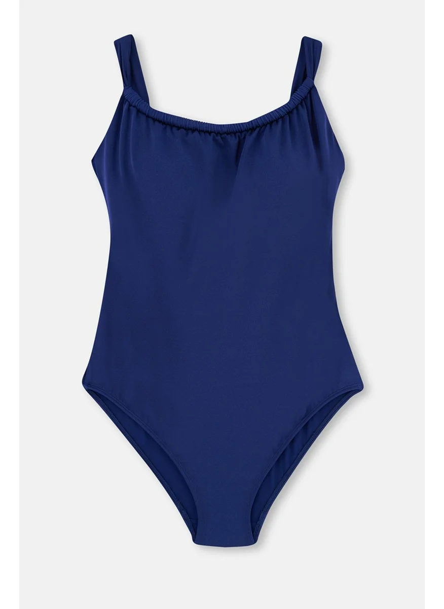 داجي Navy Blue Corset Contouring Swimsuit