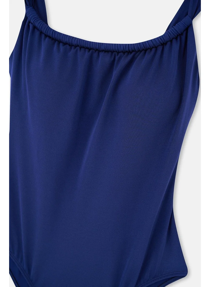 داجي Navy Blue Corset Contouring Swimsuit