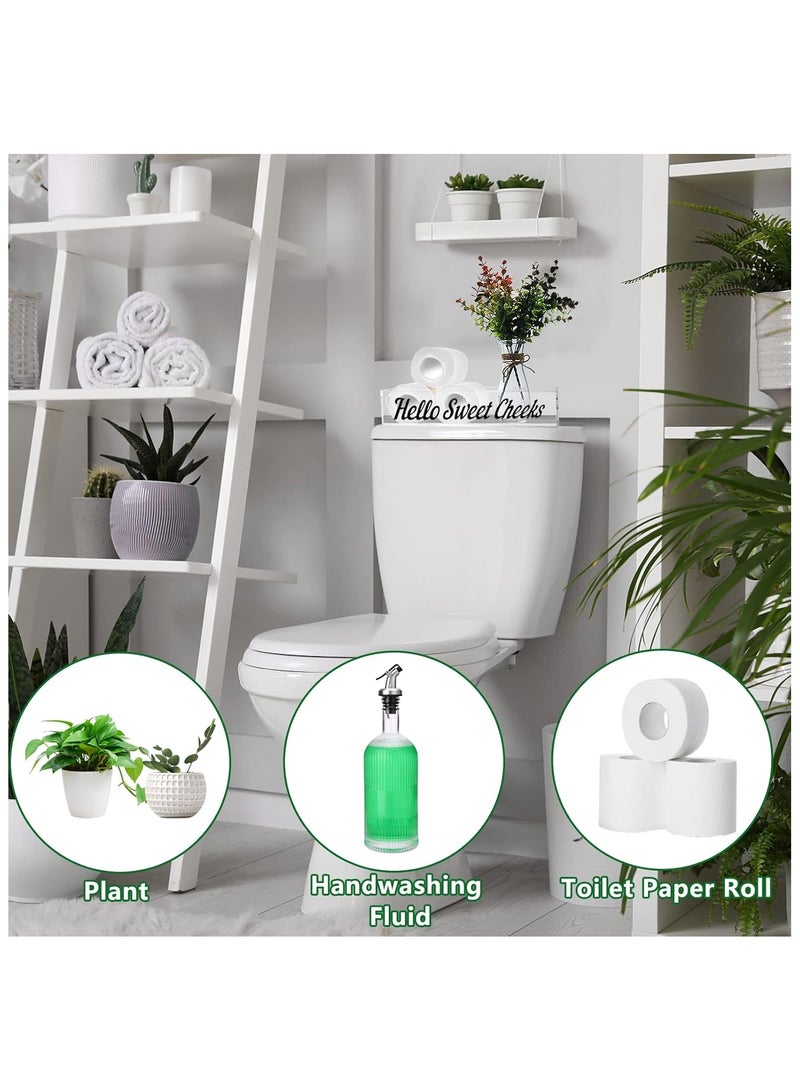 TPGP Toilet Paper Holder with Storage, Acrylic Toilet Tank Tray with Artificial Flower, Bathroom Decor Box Clear Bathroom Trays with Handles Vanity Tray for Bathroom Kitchen Table Counter Home Decor - Image 2