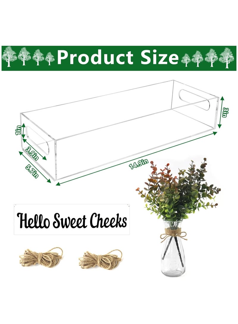 TPGP Toilet Paper Holder with Storage, Acrylic Toilet Tank Tray with Artificial Flower, Bathroom Decor Box Clear Bathroom Trays with Handles Vanity Tray for Bathroom Kitchen Table Counter Home Decor - Image 4
