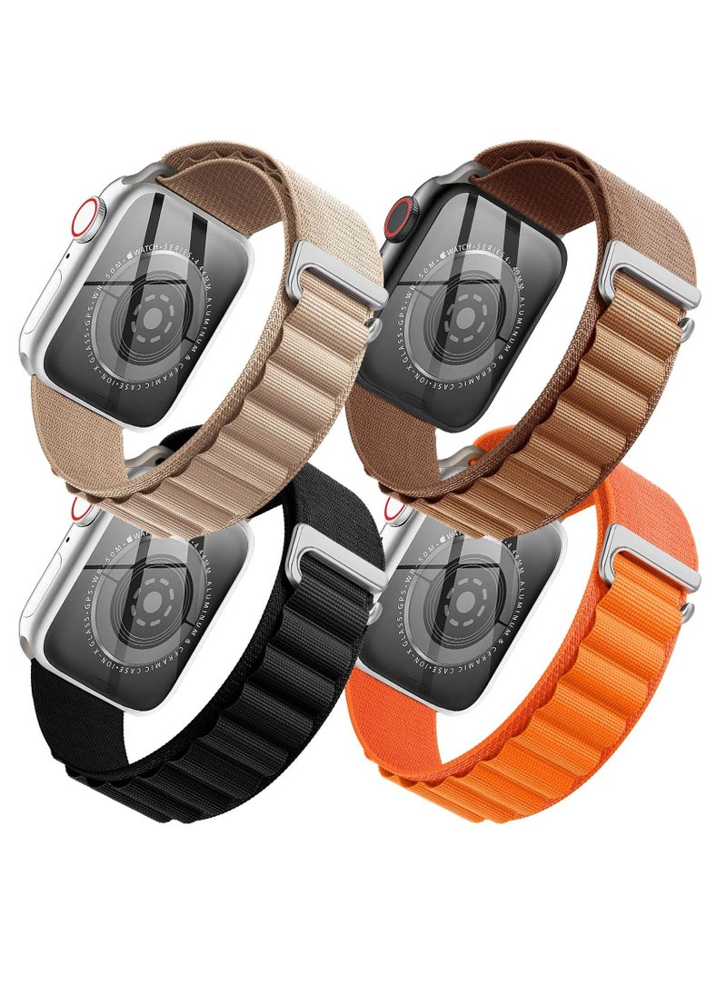 BORTONY - Apple Watch Band 42mm 44mm 45mm 49mm 4 Pack Alpine Loop Nylon Band Women Men with Adjustable Metal G-Hook Strap for iWatch Ultra Series SE 8/7/6/5/4/3/2/1 - Image 1