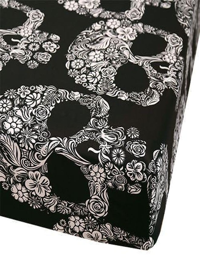 SDIII Gothic Skull Queen Fitted Sheet with 2 Pillowcases, Not Including Flat Sheet, Soft Microfiber Deep Pocket Halloween Goth Bedroom Decor Queen - Image 4