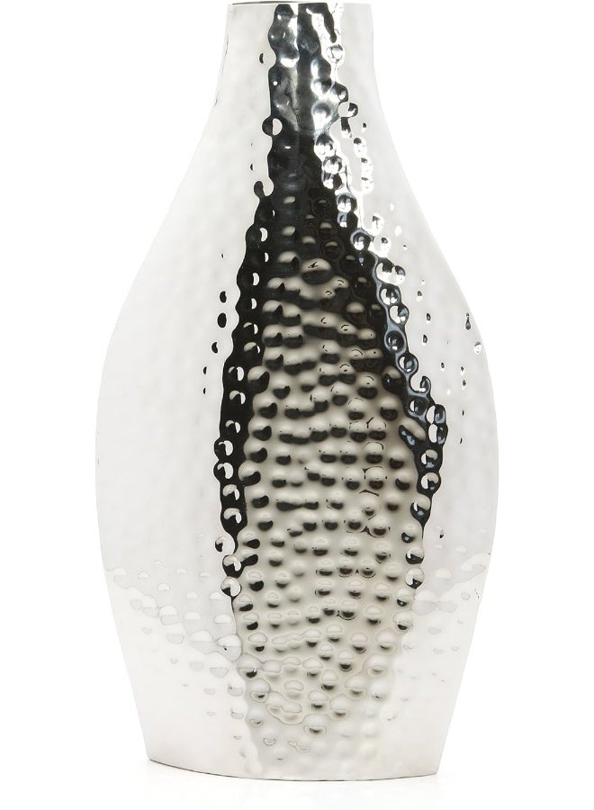 Hosley 17 Inch High Silver Color Metal Vase Contemporary Statement Piece for Stunning Floral Arrangements and Modern Home D cor Sculptural Elegance - Image 3