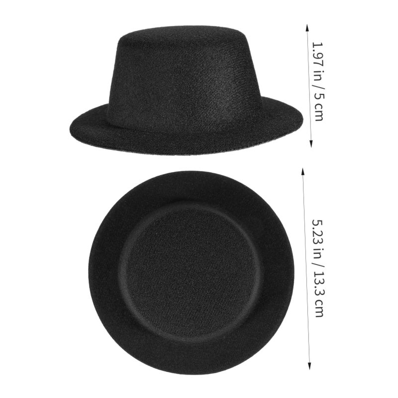 6Pcs Black Doll Formal Hats DIY Handmade Snowman Ornament Miniature Caps for Crafts - Image 3