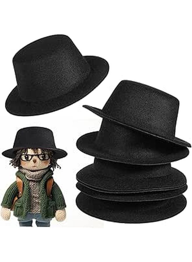 6Pcs Black Doll Formal Hats DIY Handmade Snowman Ornament Miniature Caps for Crafts - Image 1