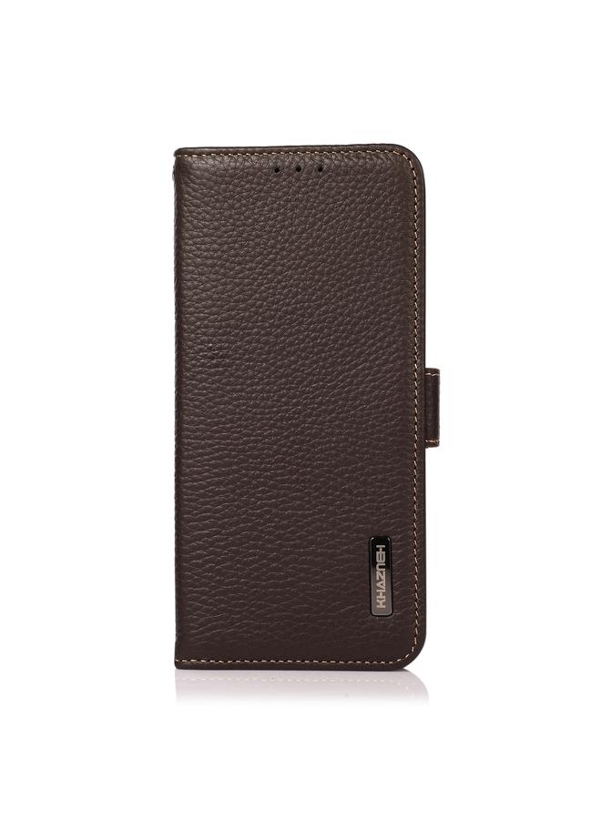 S-TOP Case For Redmi Note 14 5G KHAZNEH Side-Magnetic Litchi Genuine Leather RFID Phone Case - Image 2