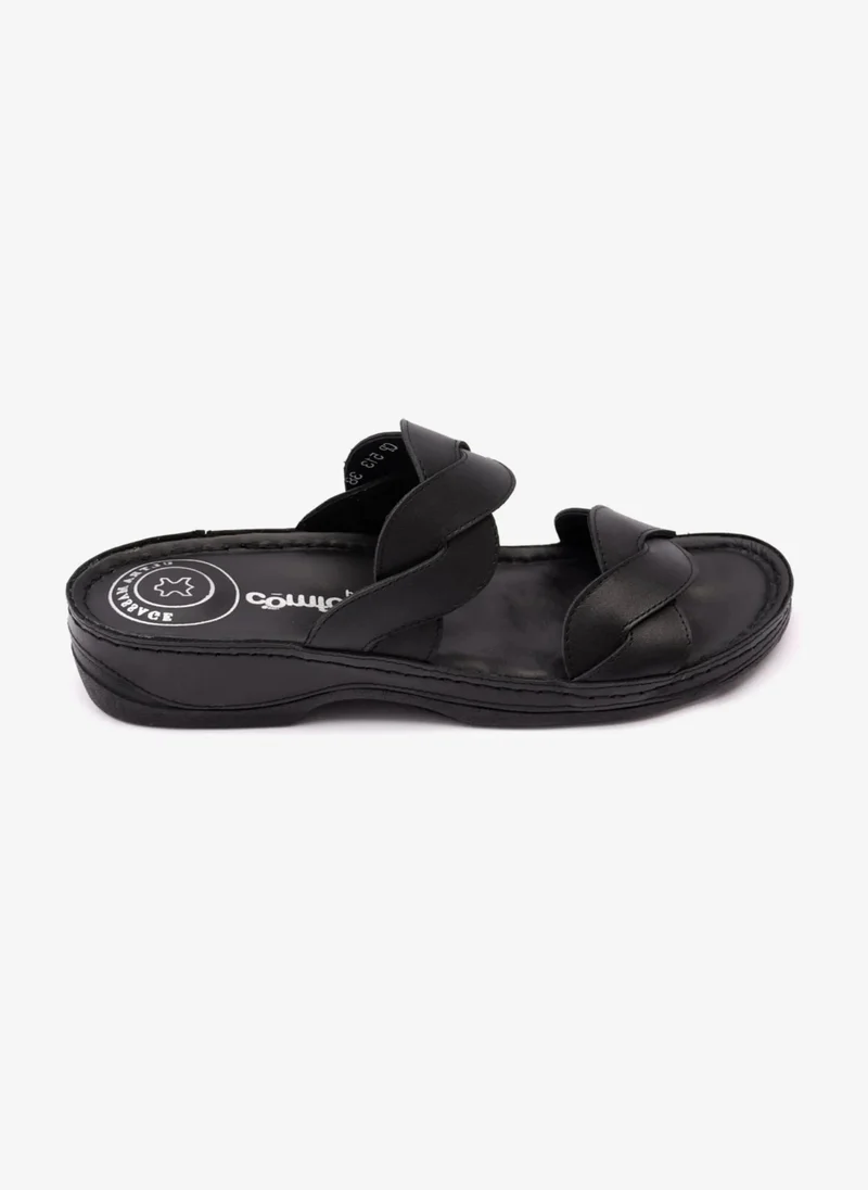 كومفورت بلس COMFORT PLUS MATTE LEATHER WOMEN SANDALS BLACK