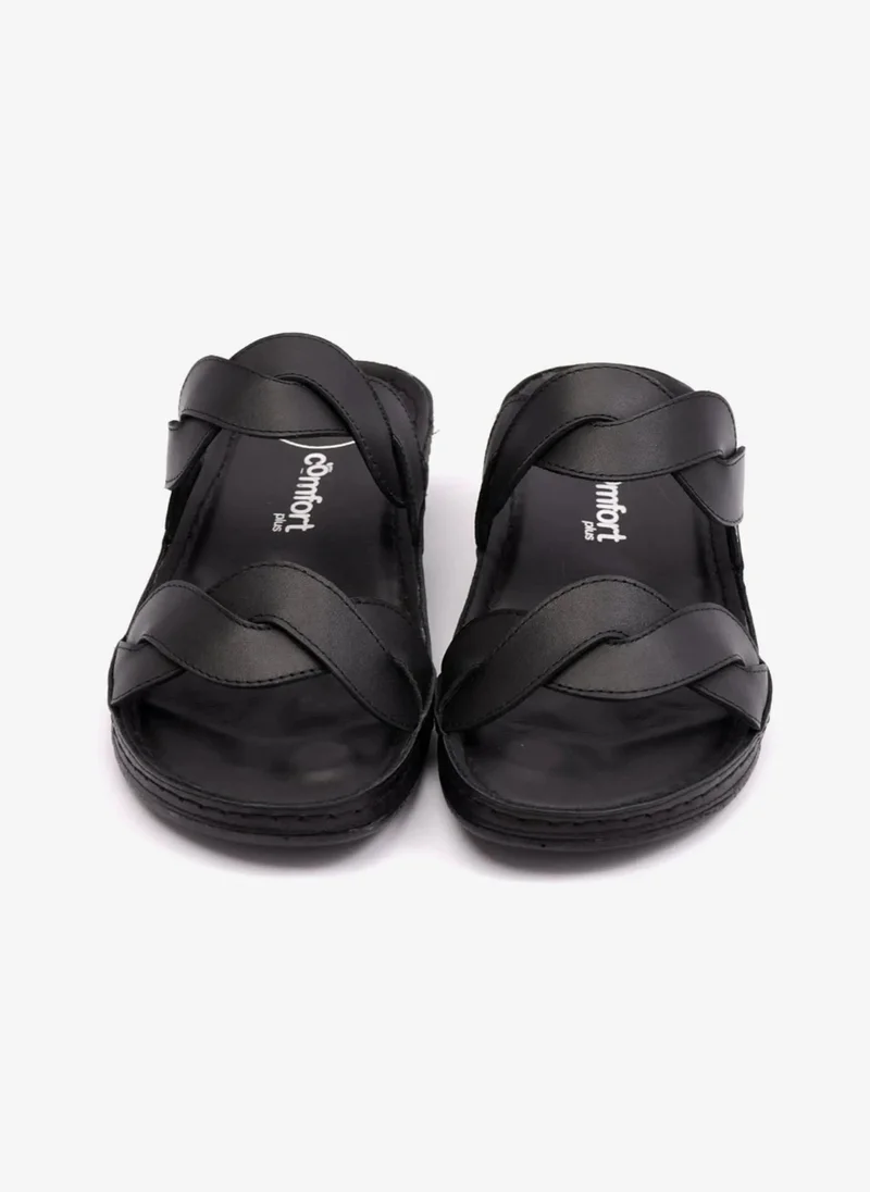 Comfort Plus COMFORT PLUS MATTE LEATHER WOMEN SANDALS BLACK