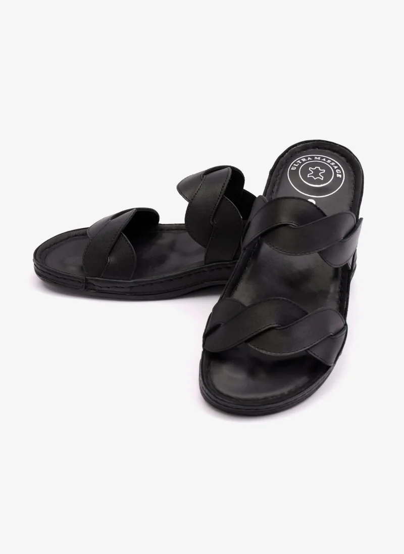 Comfort Plus COMFORT PLUS MATTE LEATHER WOMEN SANDALS BLACK