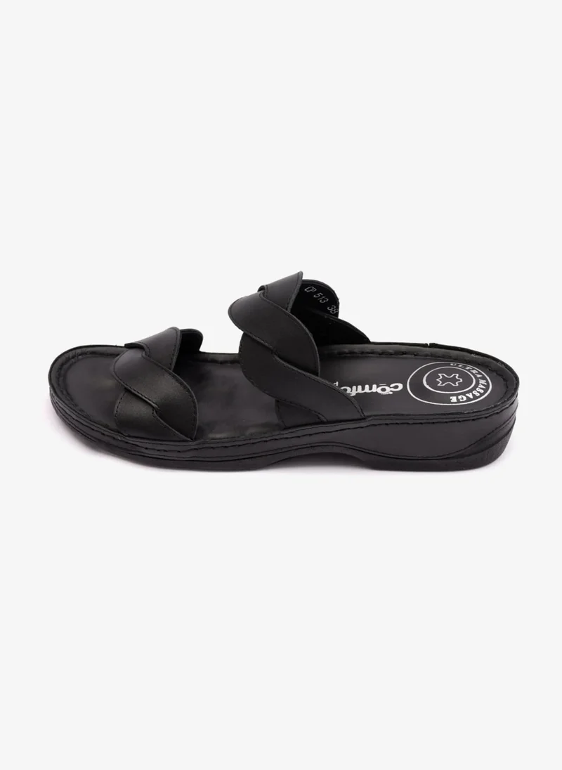 Comfort Plus COMFORT PLUS MATTE LEATHER WOMEN SANDALS BLACK